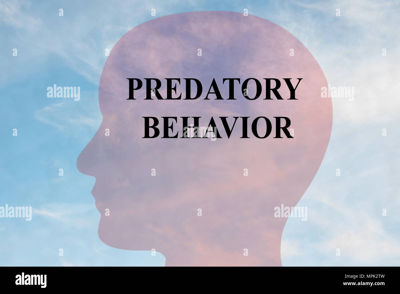 Predatorial Behaviour Signs Render illustration of PREDATORY BEHAVIOR title on head silhouette ...