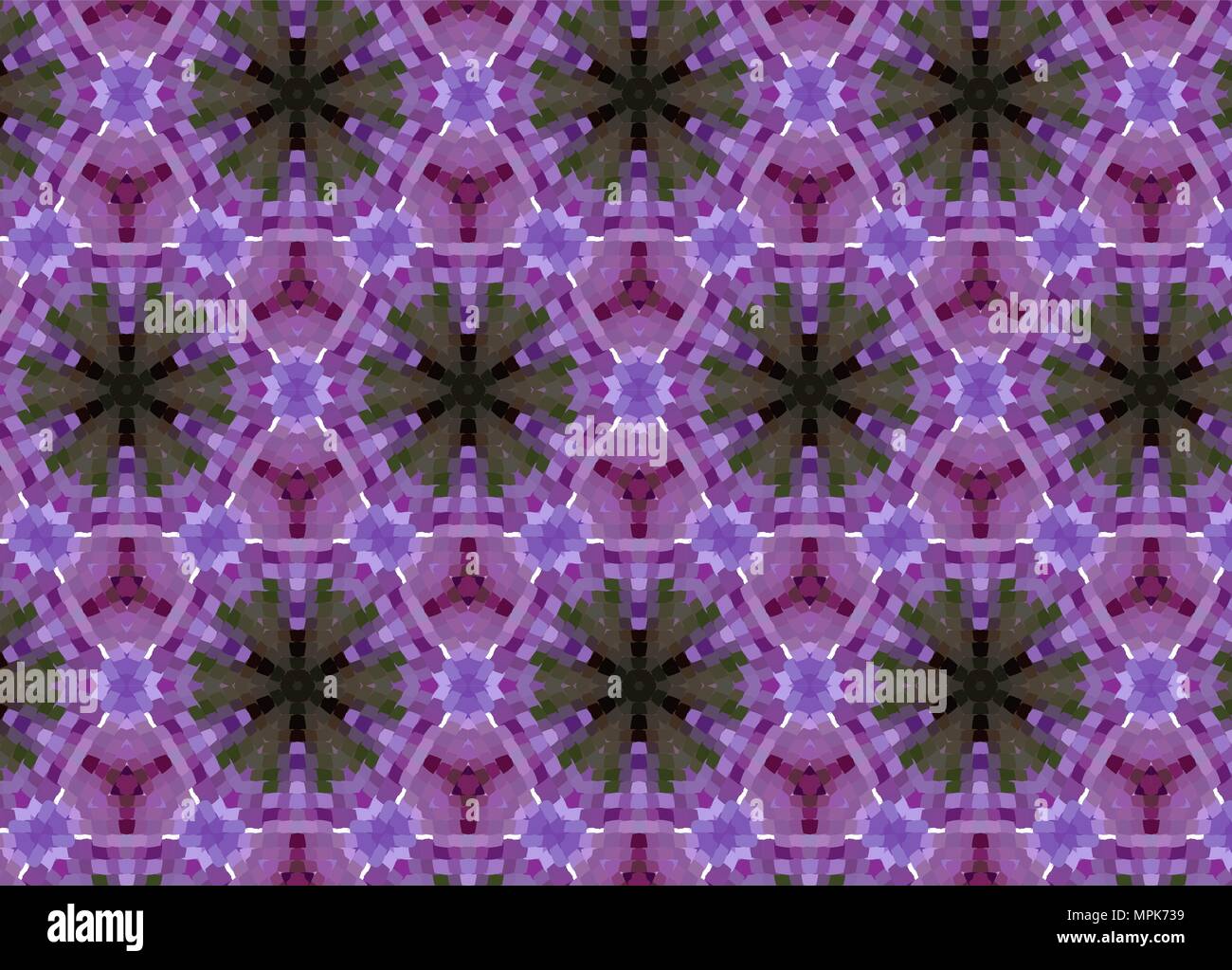 Primitive simple purple, lilac modern pattern with rectangles and flowers Stock Vector