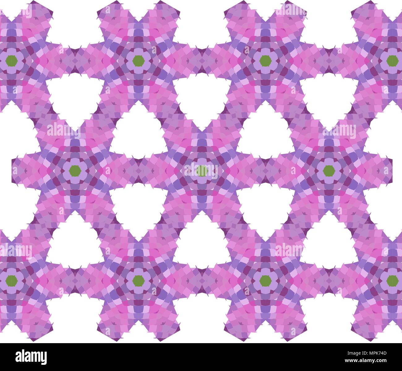 Primitive simple purple, lilac modern pattern with rectangles and flowers Stock Vector