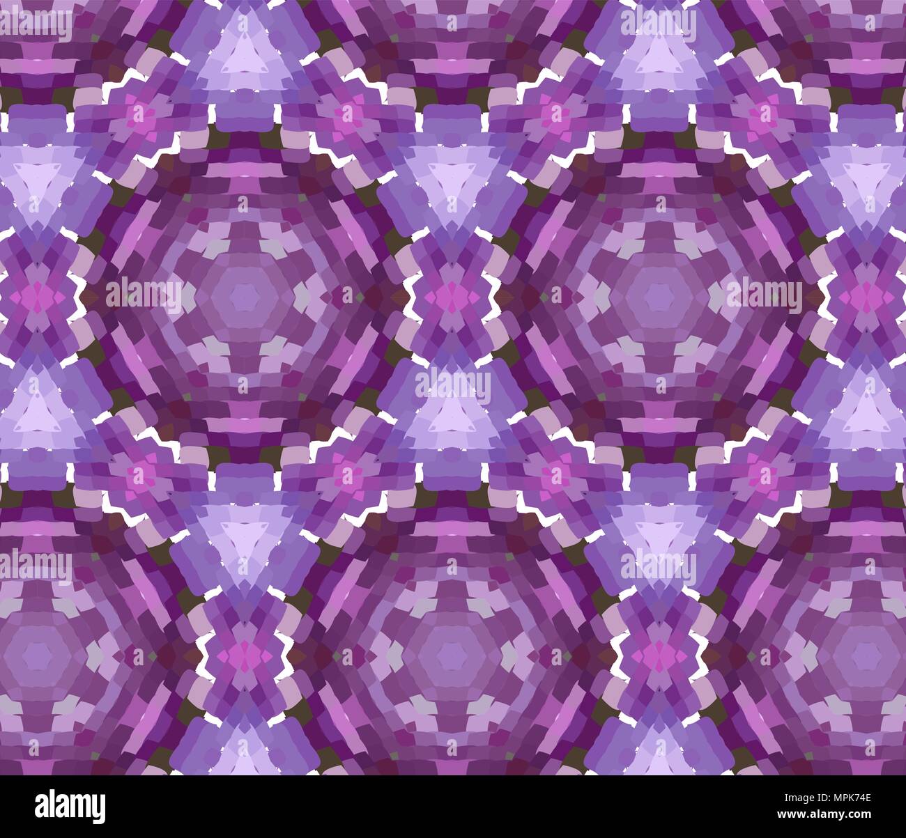 Primitive simple purple, lilac modern pattern with rectangles and flowers Stock Vector