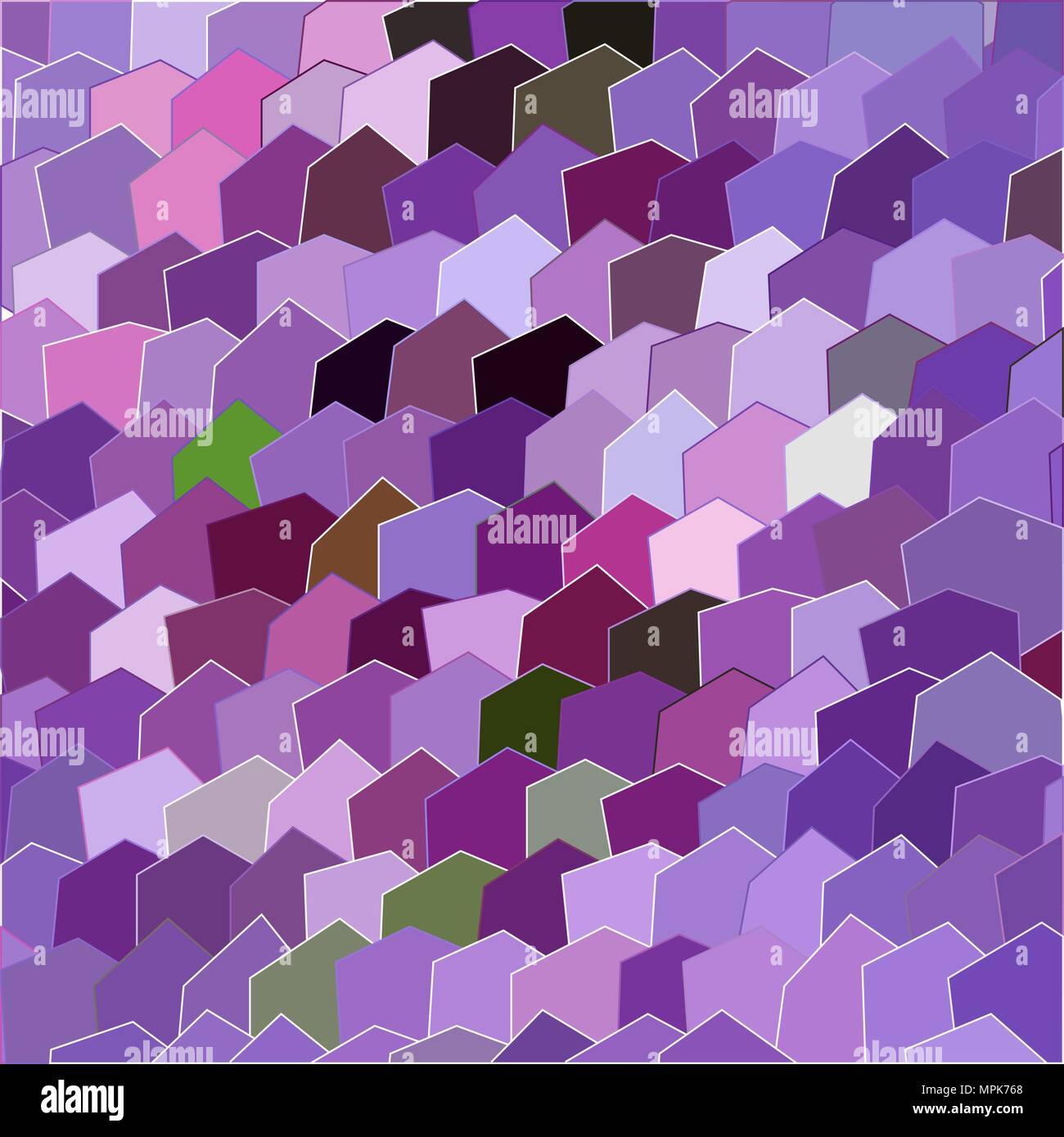 Primitive simple purple, lilac modern pattern with rectangles and flowers Stock Vector