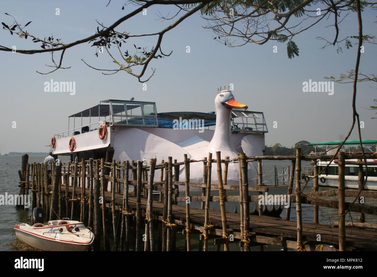 Big White Swan Boat, Fort Cochin, India Stock Photo