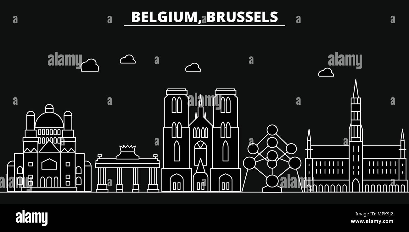 Brussels silhouette skyline. Belgium Brussels vector city, belgian