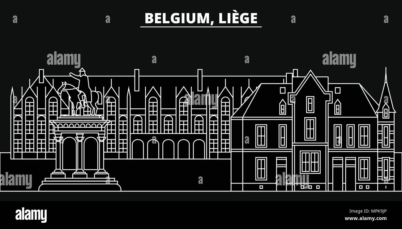 Liege Silhouette Skyline Belgium Liege Vector City Belgian