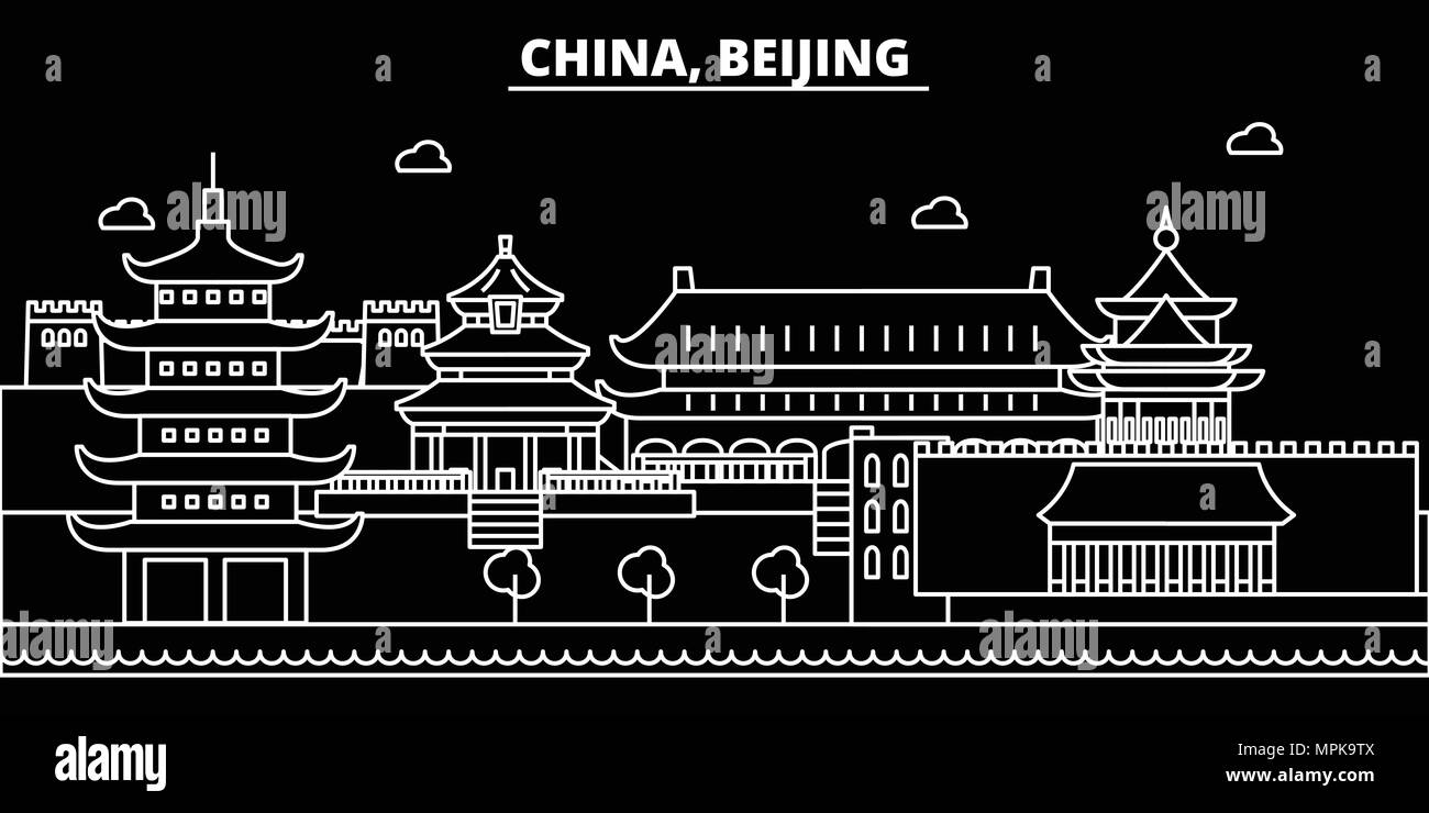 Beijing city silhouette skyline. China - Beijing city vector city ...
