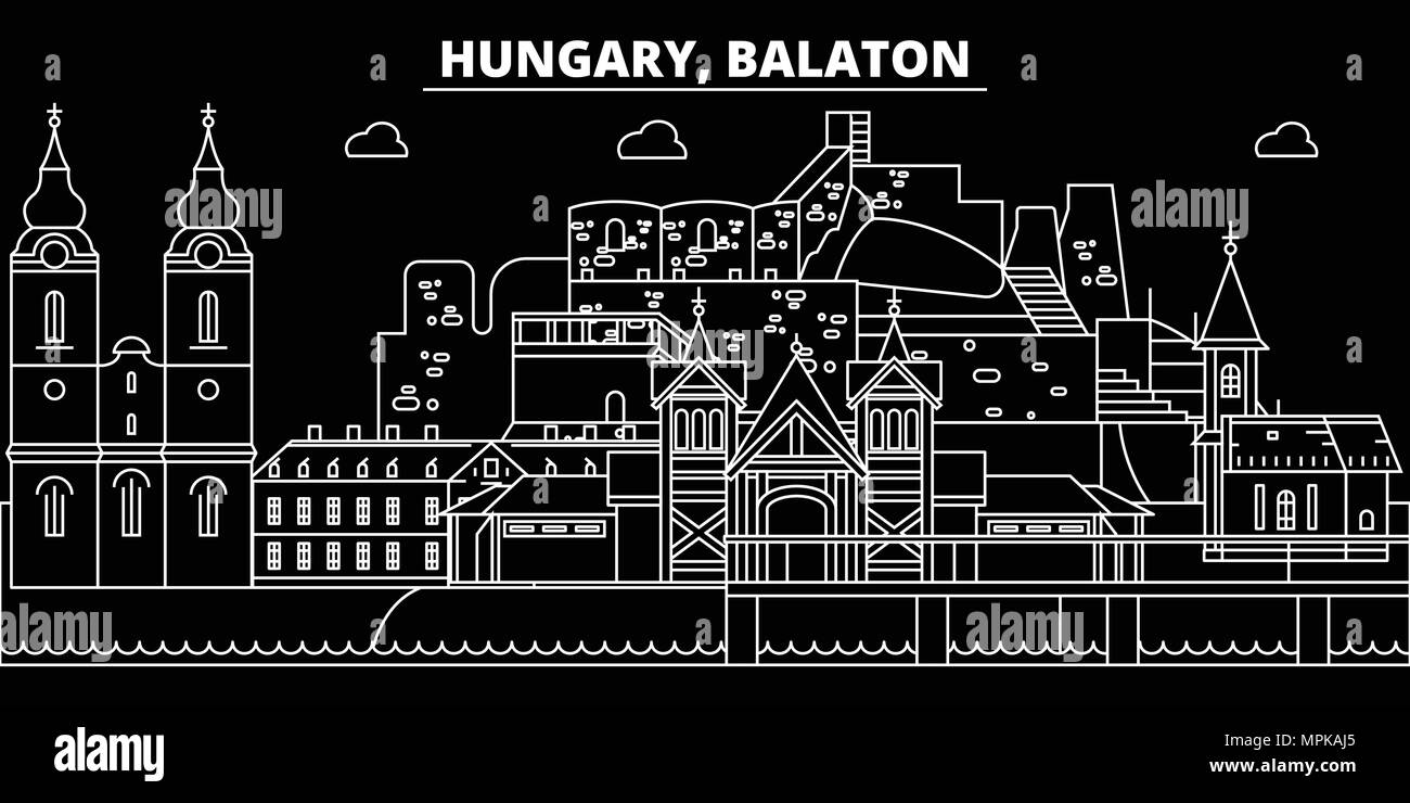 Balaton silhouette skyline. Hungary Balaton vector city, hungarian