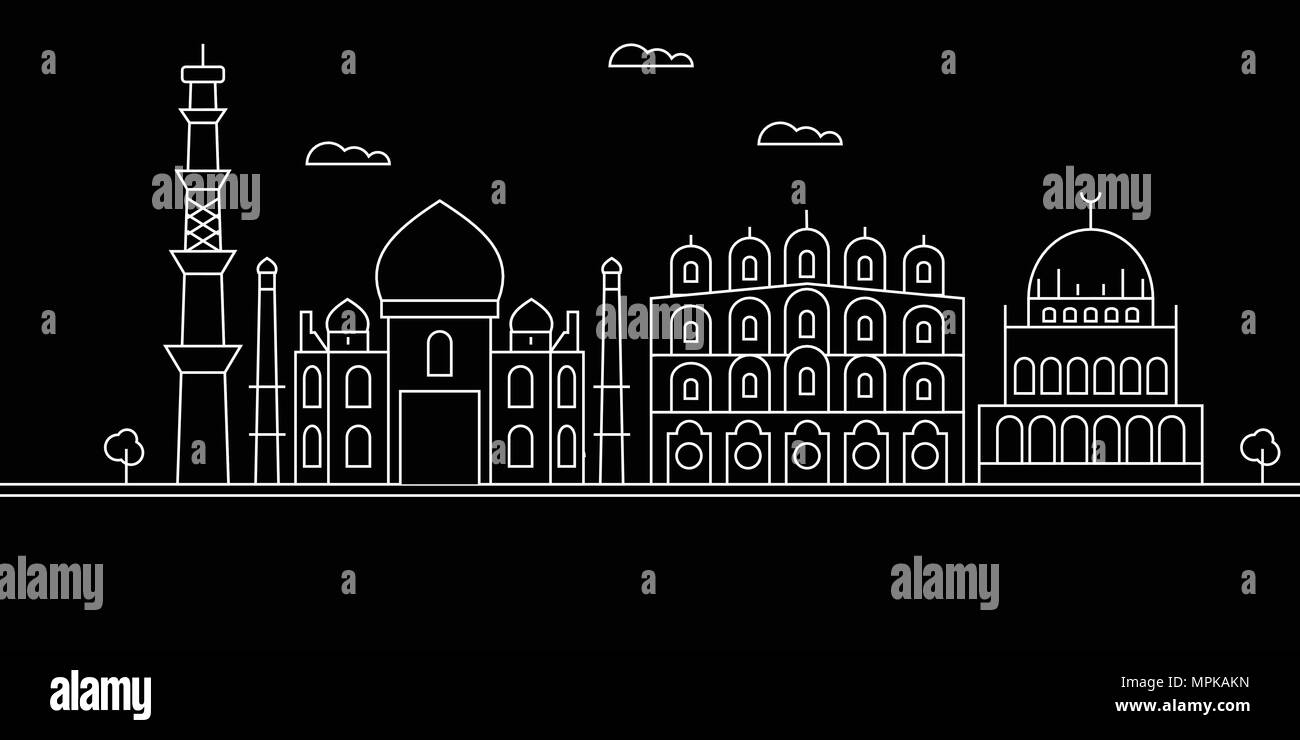 Delhi city silhouette skyline. India Delhi city vector city, indian