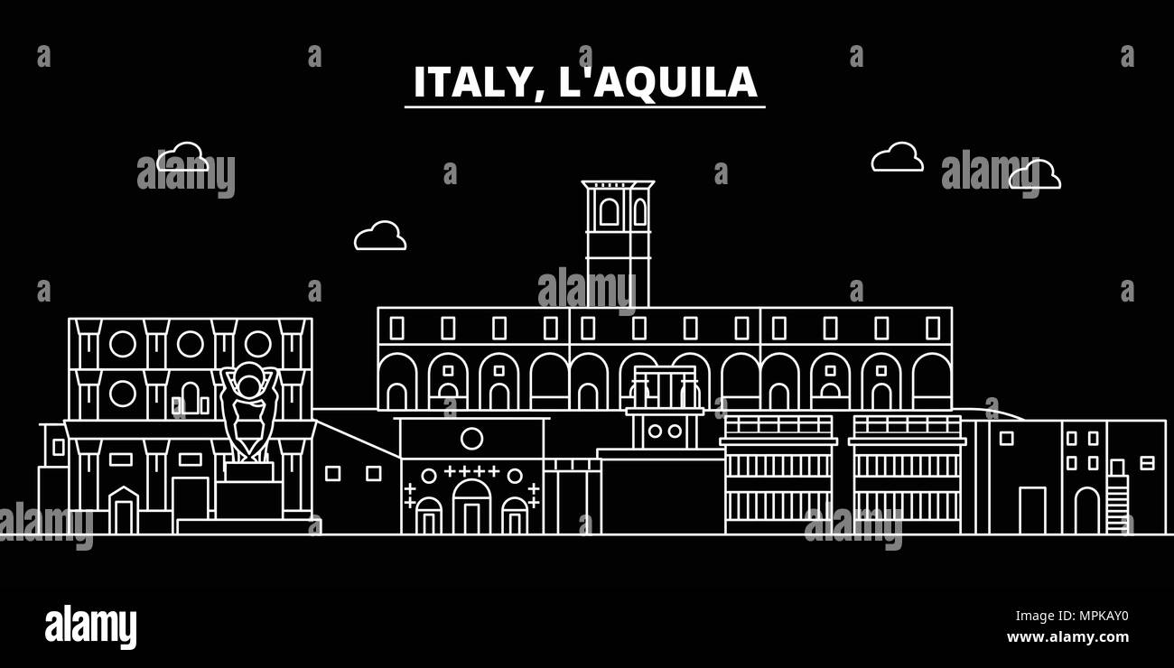 LAquila silhouette skyline. Italy - LAquila vector city, italian linear ...