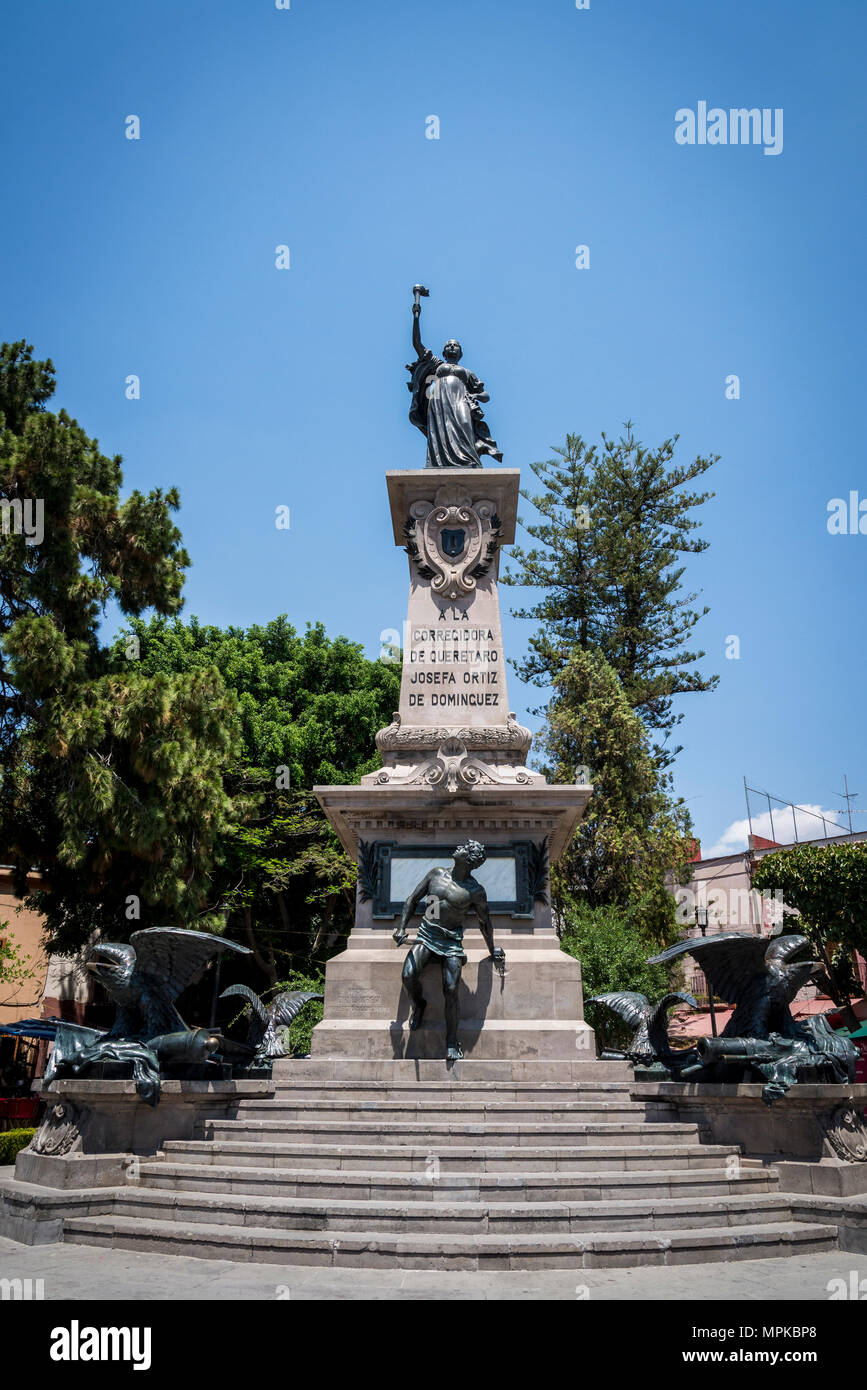 La Corregidora monument in the Jardin Zenea, Queretaro, city in Central Mexico Stock Photo