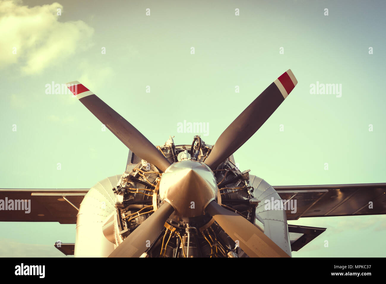 Retro Airplane with engine and Propeller Stock Photo - Alamy