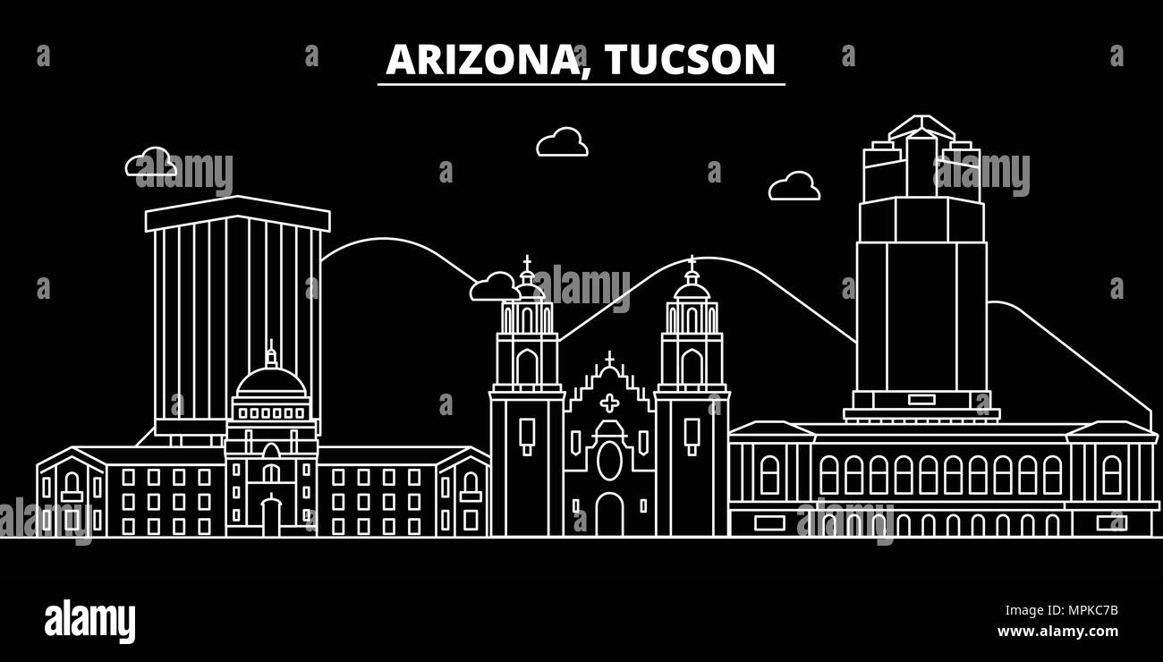 Tucson silhouette skyline. USA - Tucson vector city, american linear ...