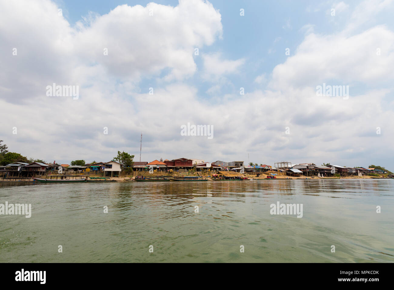 Port on Don Det island in south Laos. Landscape of nature taken on four thousands islands Si Phan Don on Mekhong river in south east asia during summe Stock Photo