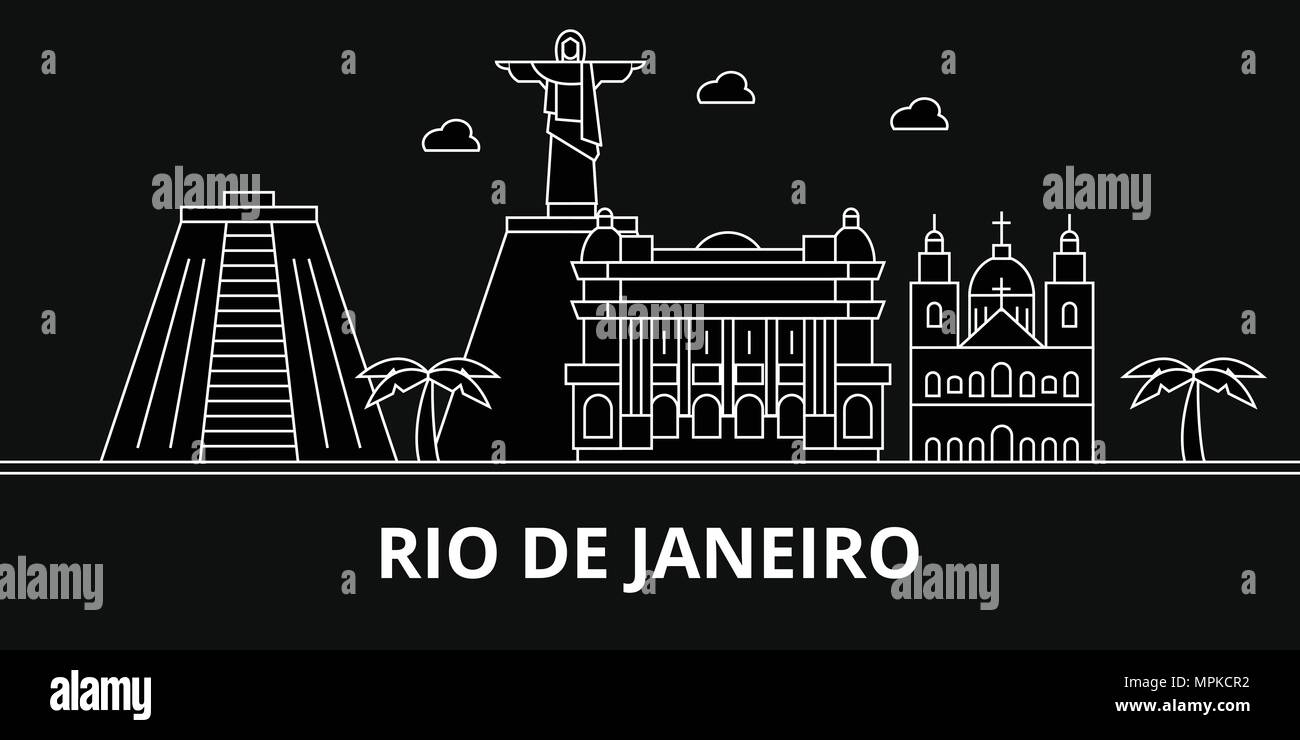 Rio De Janeiro silhouette skyline. Brazil Rio De Janeiro vector city