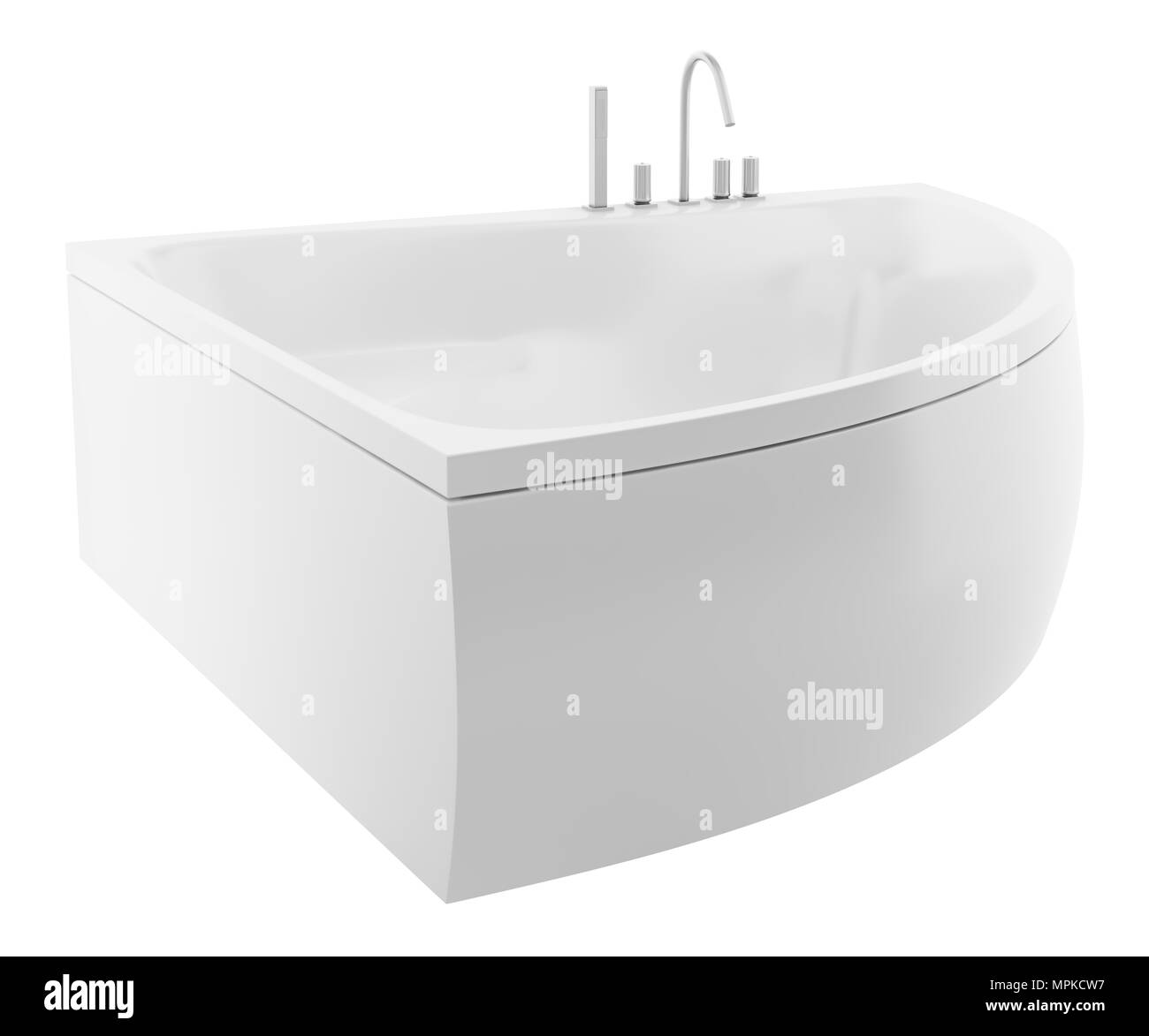 modern corner bathtub isolated on white background. 3d illustration