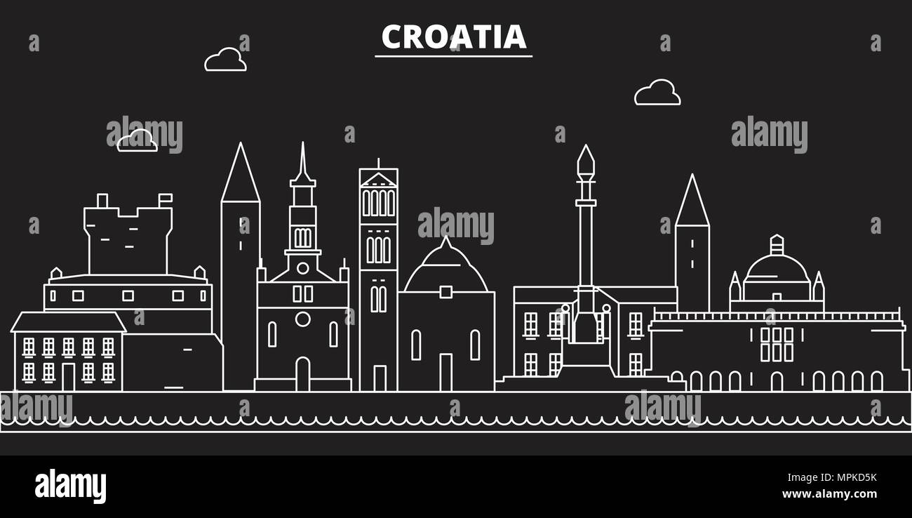 Croatia Silhouette Skyline Croatia Vector City Croatian Linear
