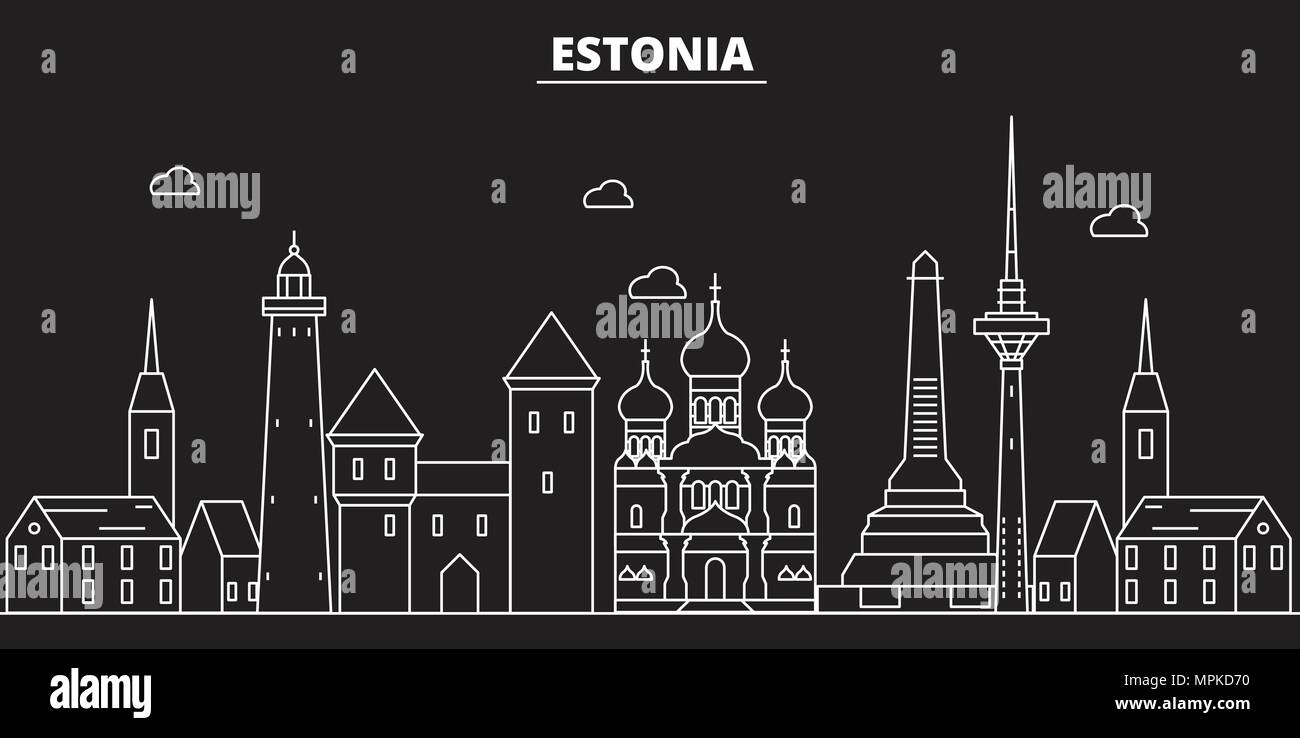 Estonia Silhouette Skyline Estonia Vector City Estonian Linear