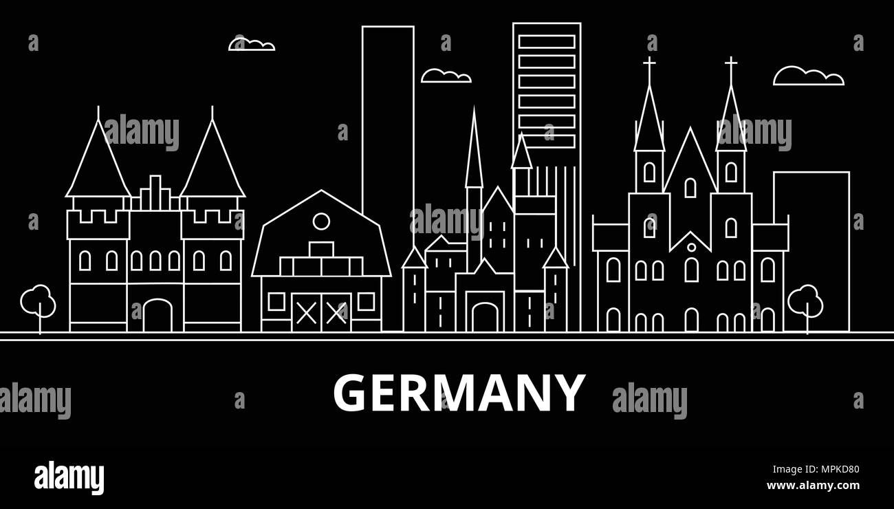 Germany Silhouette Skyline Germany Vector City German Linear Architecture Buildingtravel Illustration Outline Landmarkflat Icon German Line Banner Stock Vector Image Art Alamy