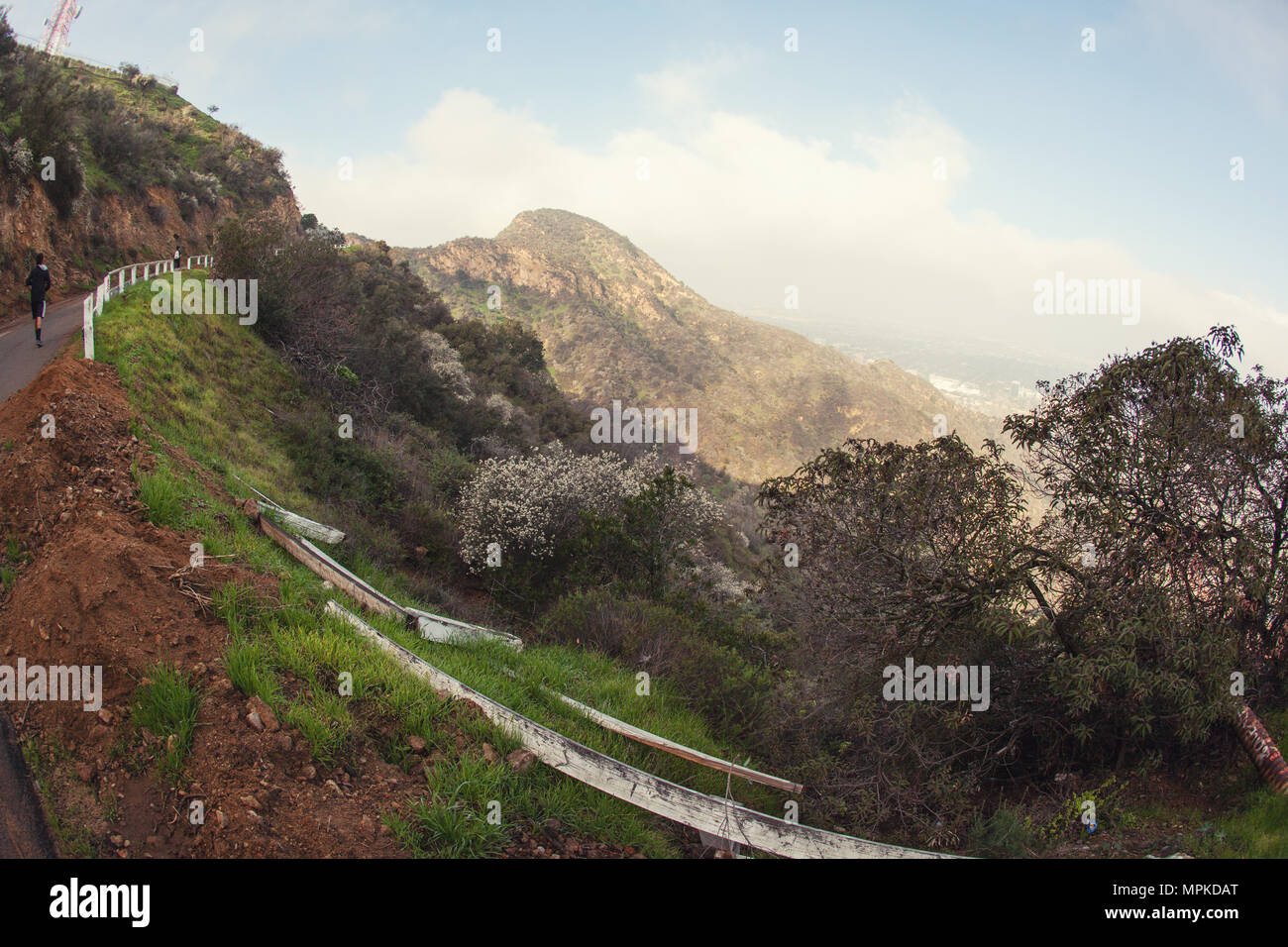 Hiking trail to the Hollywood Sign, a hike on the mount Lee, Hollywood, California Stock Photo