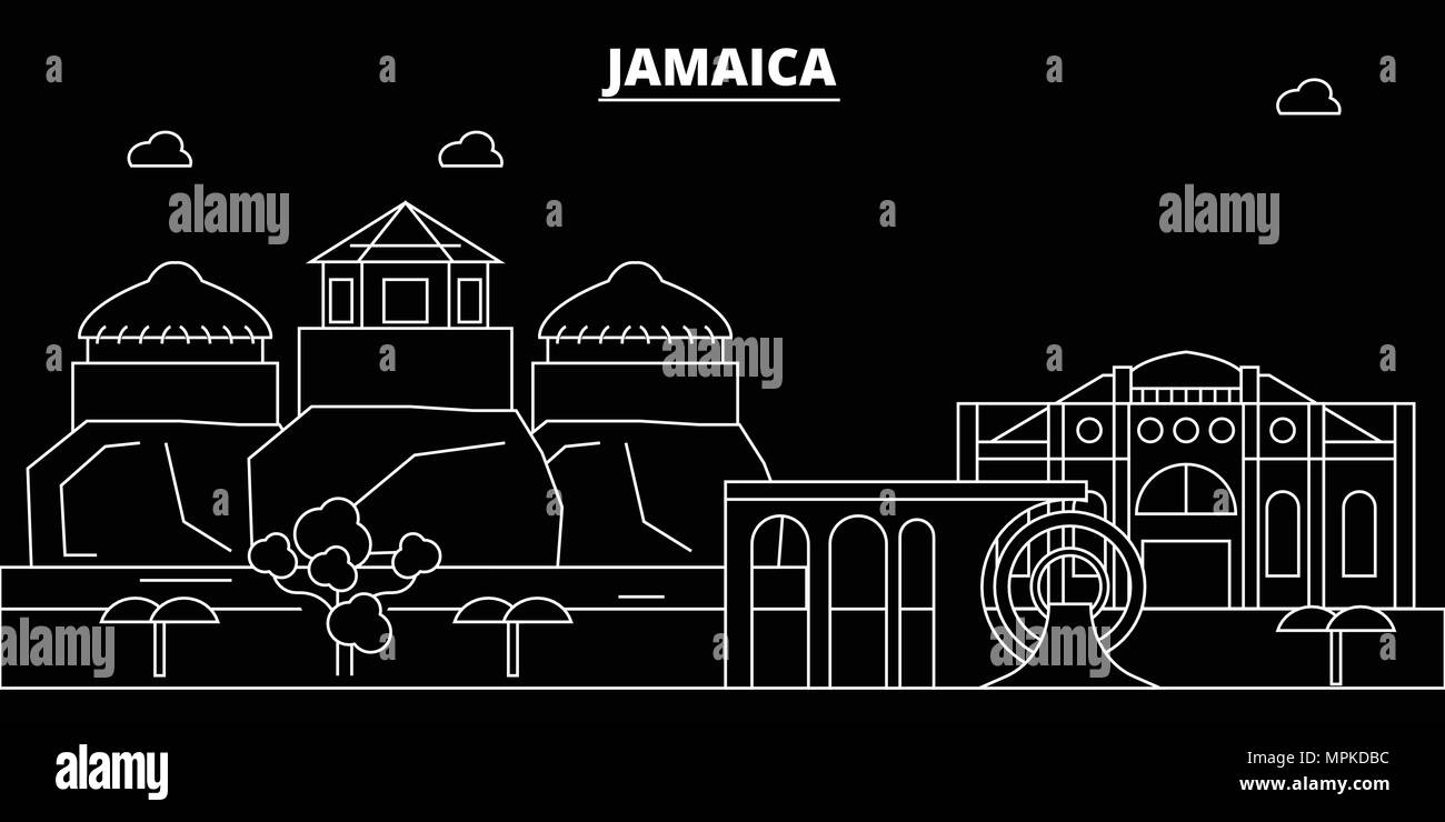 Jamaica Silhouette Skyline Vector City Jamaican Linear