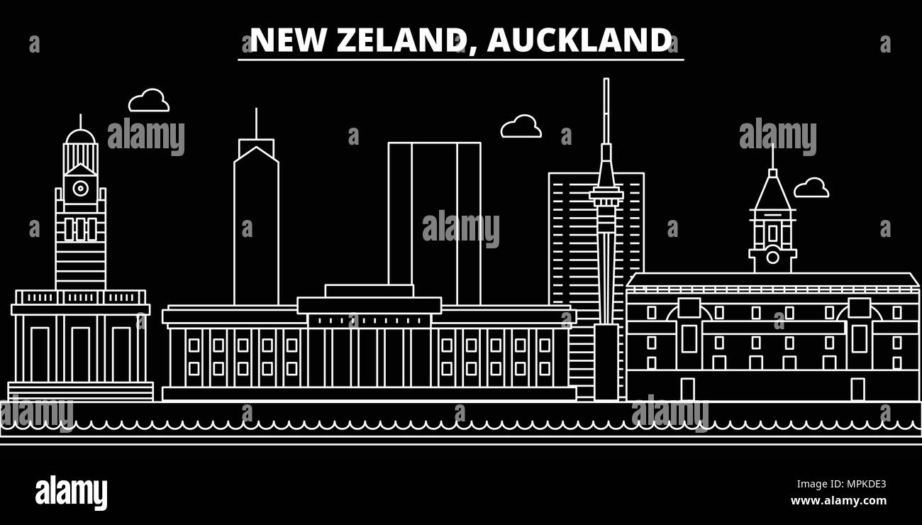 Auckland Silhouette Skyline New Zealand Auckland Vector City