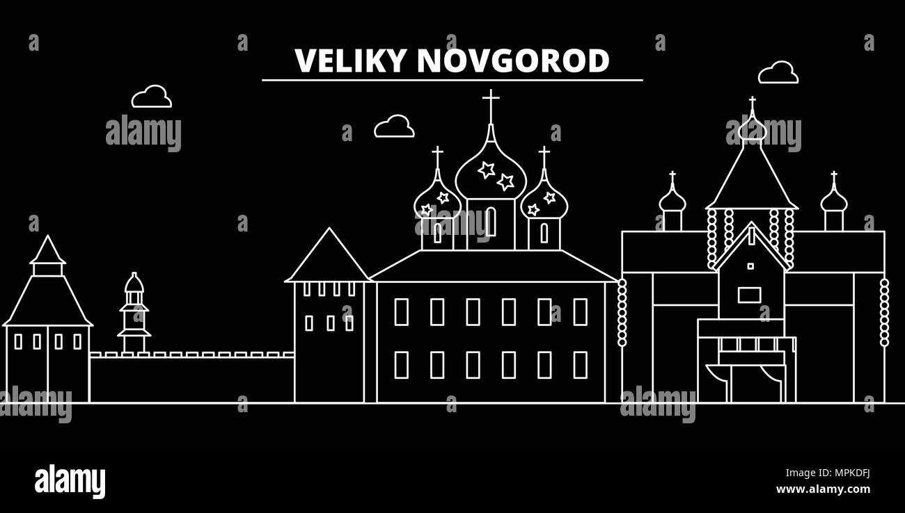 Velikiy Novgorod silhouette skyline. Russia - Velikiy Novgorod vector ...