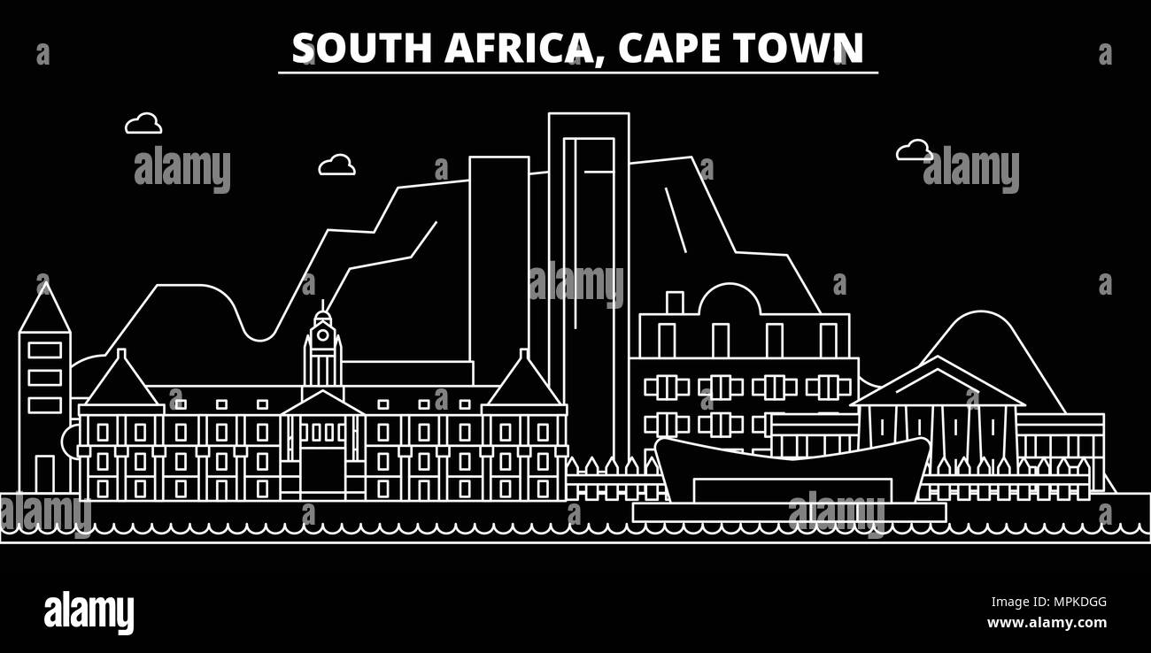 Cape Town Silhouette Skyline South Africa Cape Town Vector City