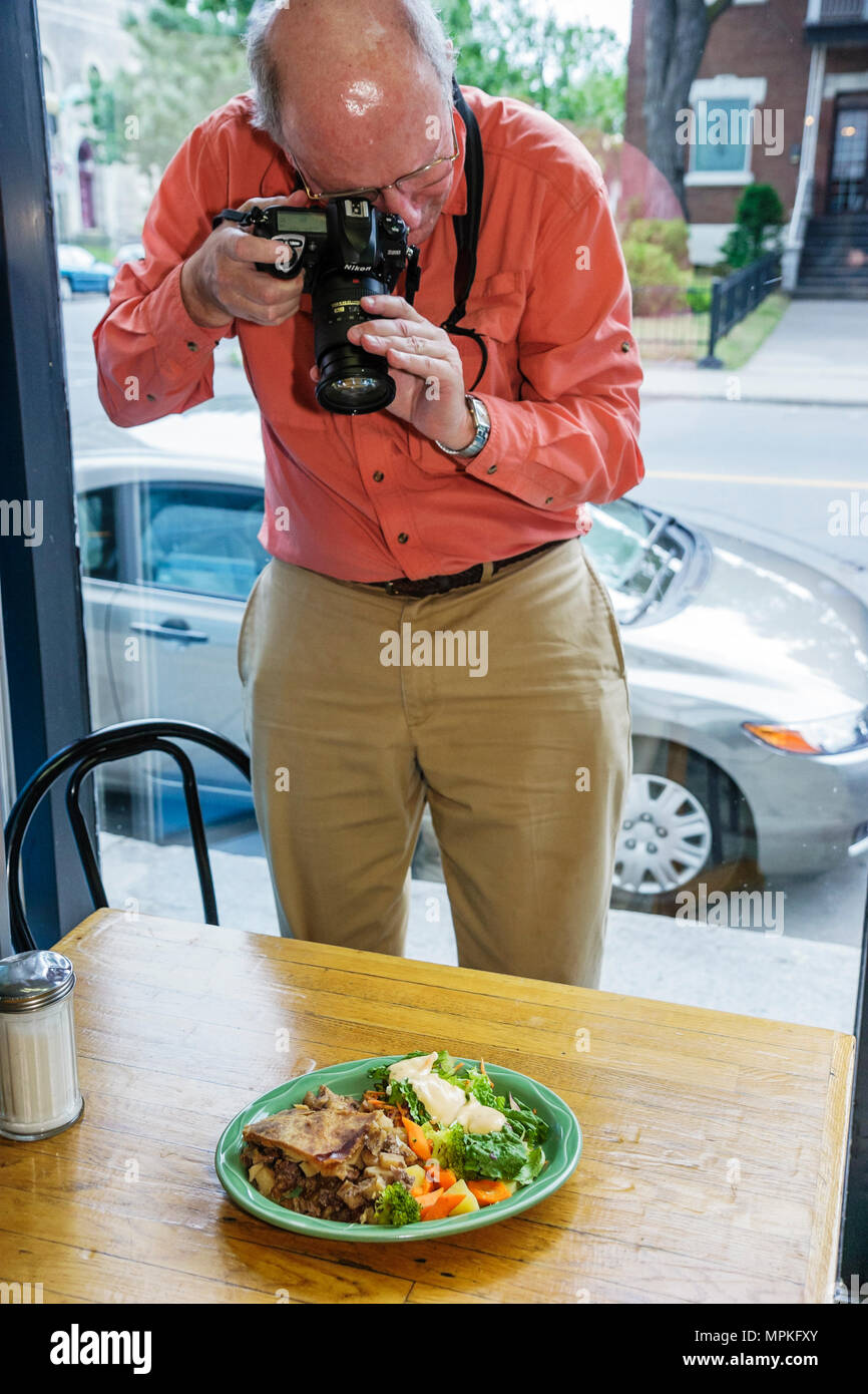 Montreal Canada,Quebec Province,Chez Clo Restaurant Bistro,travel traveling writer Lee Foster photographs tourtiere du Saguenay,plate,dish,food,visito Stock Photo