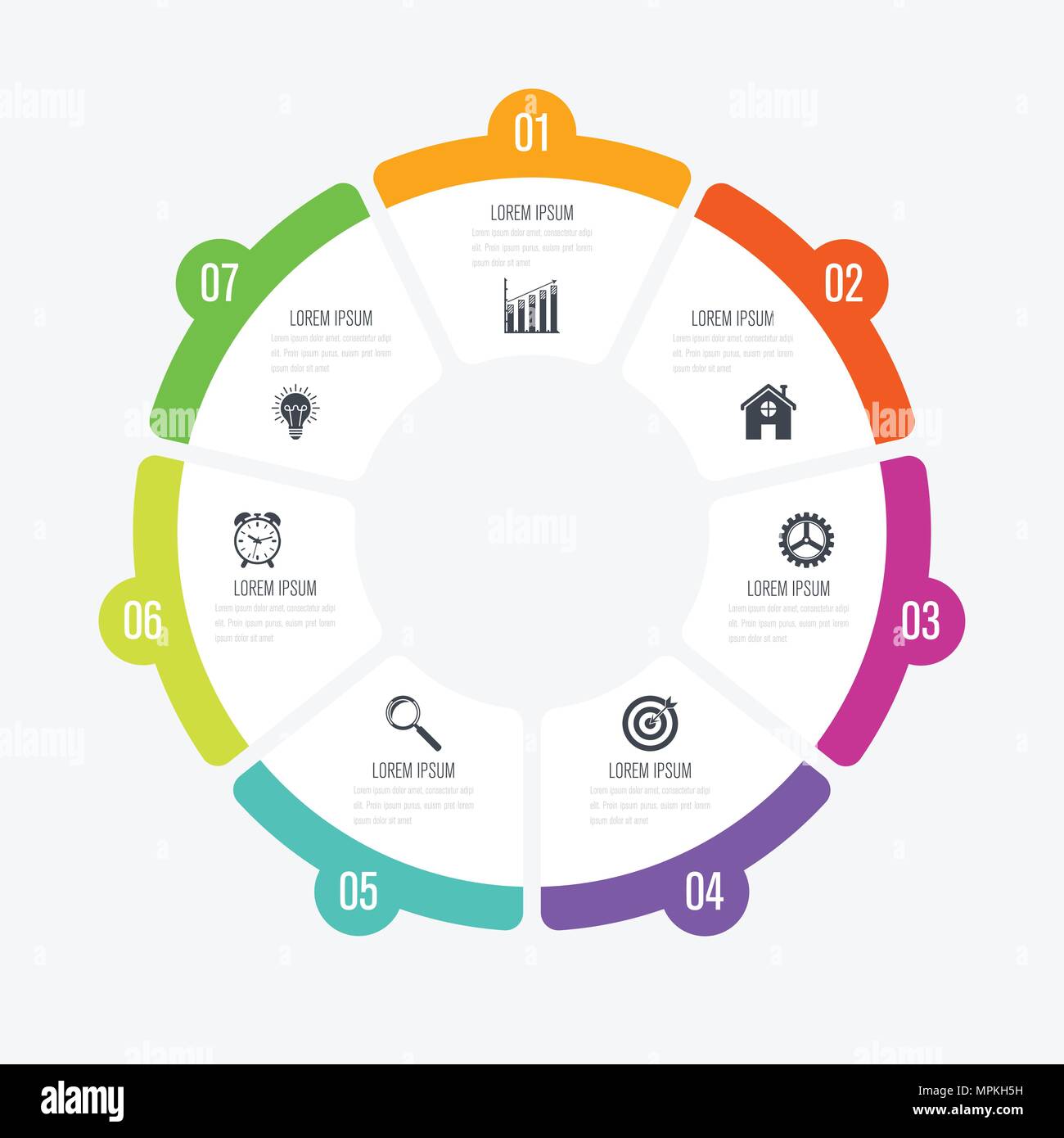 Infographics template 7 options with circle Stock Vector Image & Art ...
