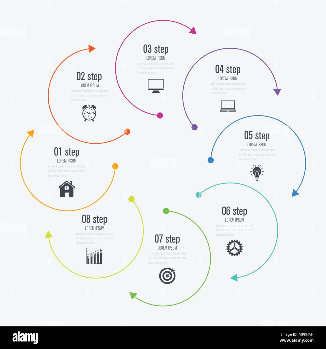 Infographics template 8 options with circle Stock Vector Image & Art ...