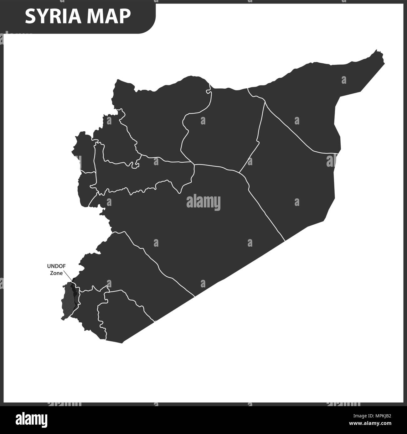 The detailed map of Syria with regions or states. Administrative division Stock Vector