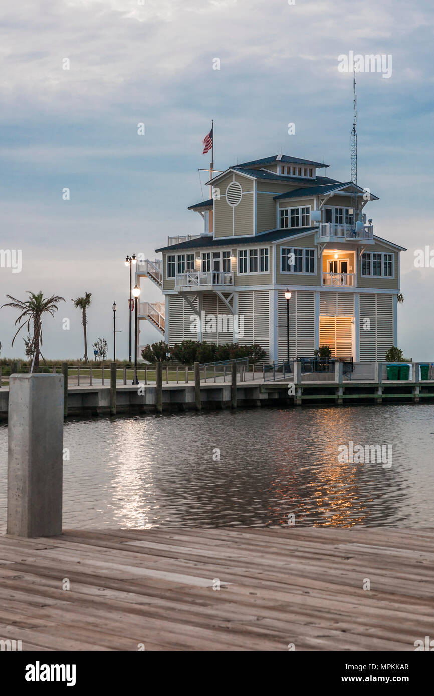 Harbormaster's office building at the Gulfport Small Craft Harbor in