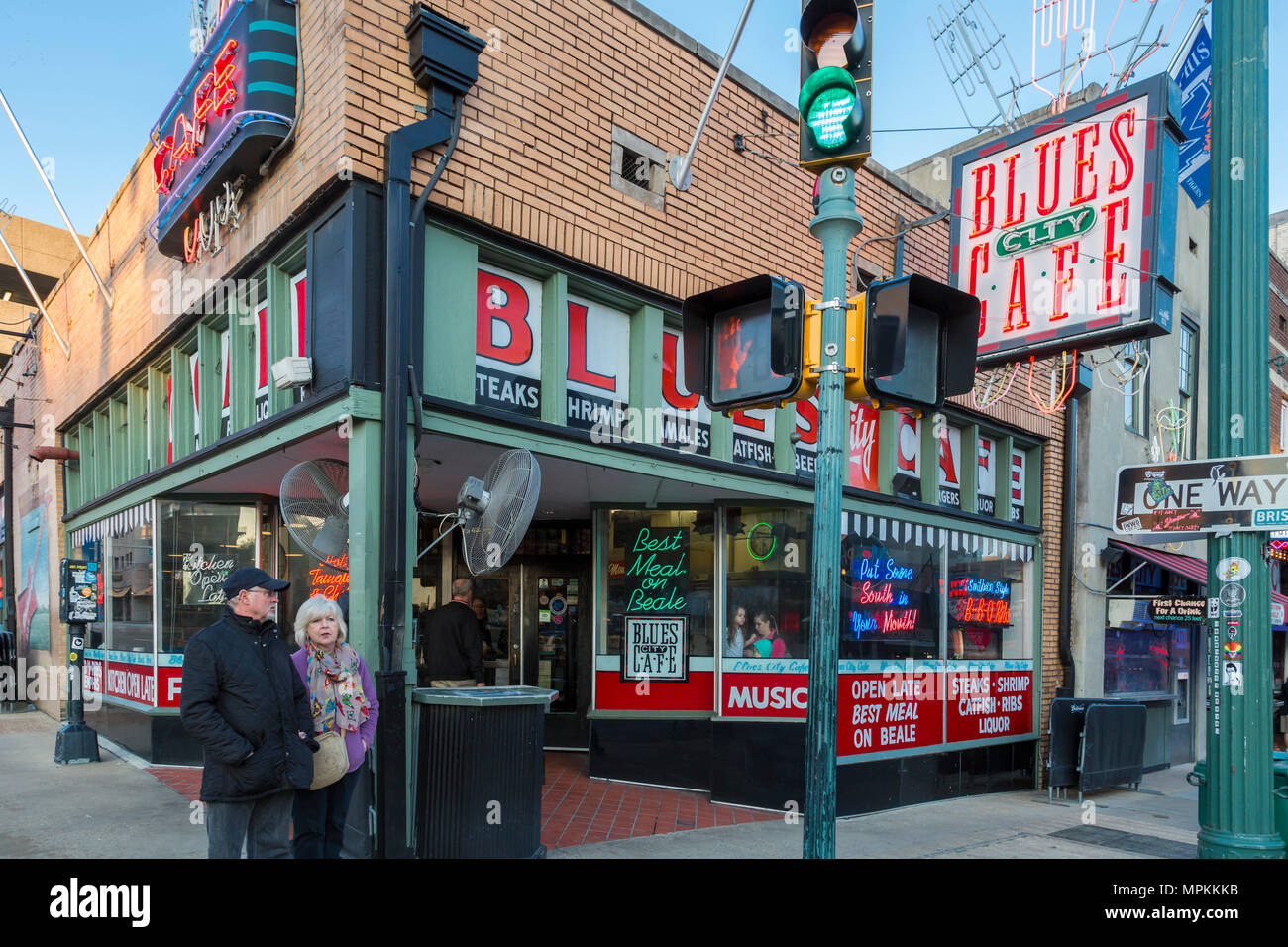 Historic Beale Street, known as the Home of the Blues in Memphis, Tennessee, USA Stock Photo