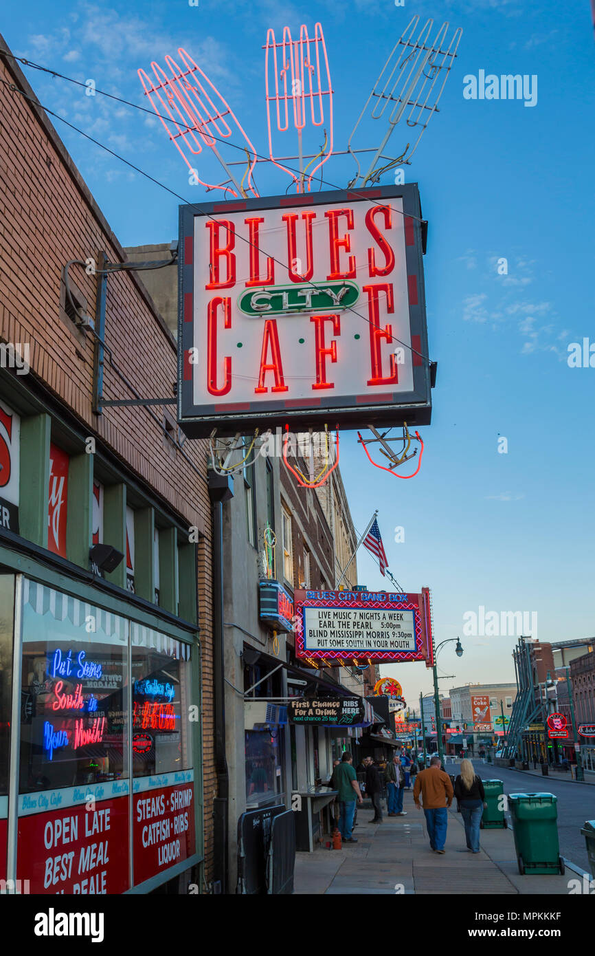 Historic Beale Street, known as the Home of the Blues in Memphis, Tennessee, USA Stock Photo