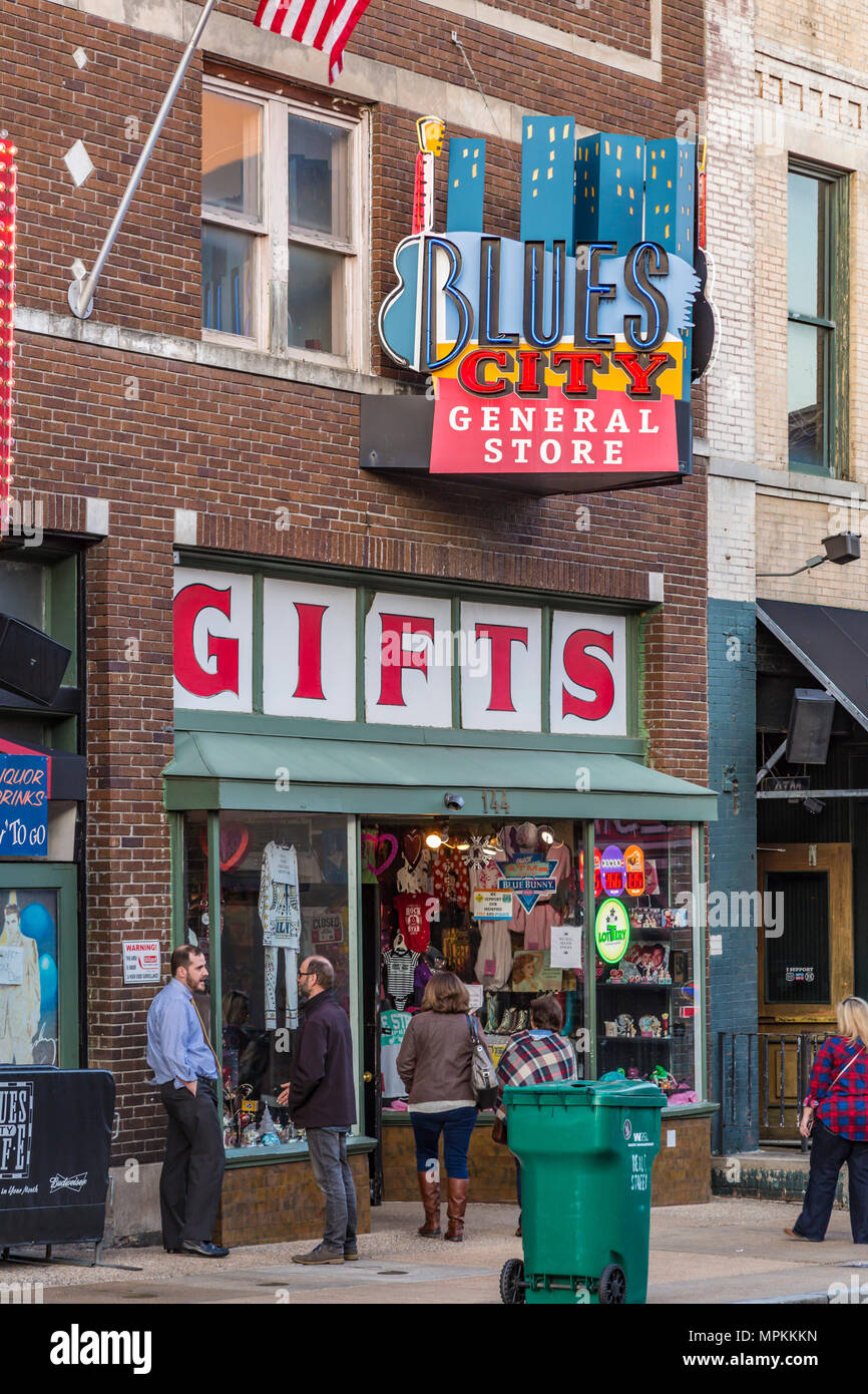 Historic Beale Street, known as the Home of the Blues in Memphis, Tennessee, USA Stock Photo