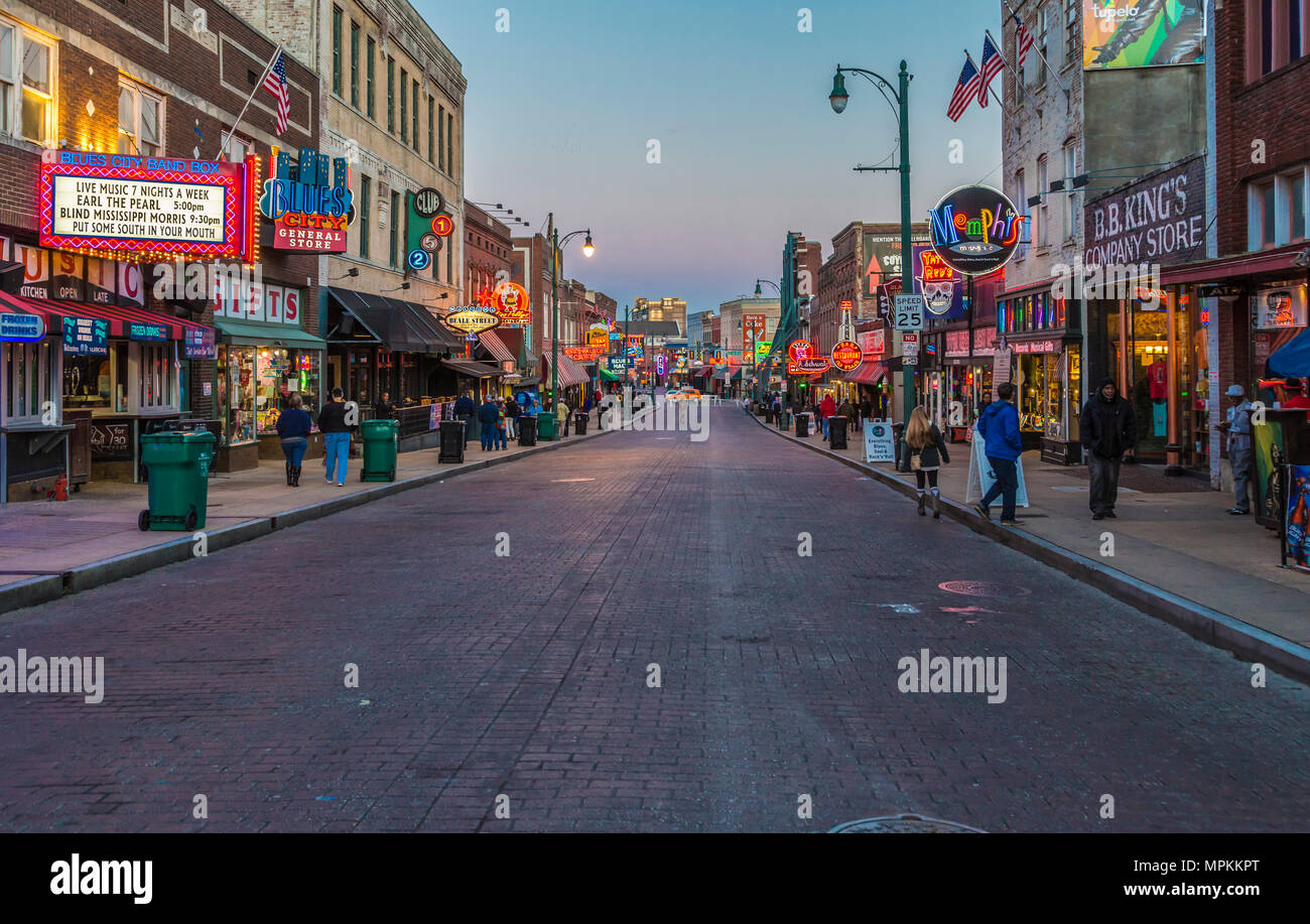 Historic Beale Street, known as the Home of the Blues in Memphis, Tennessee, USA Stock Photo