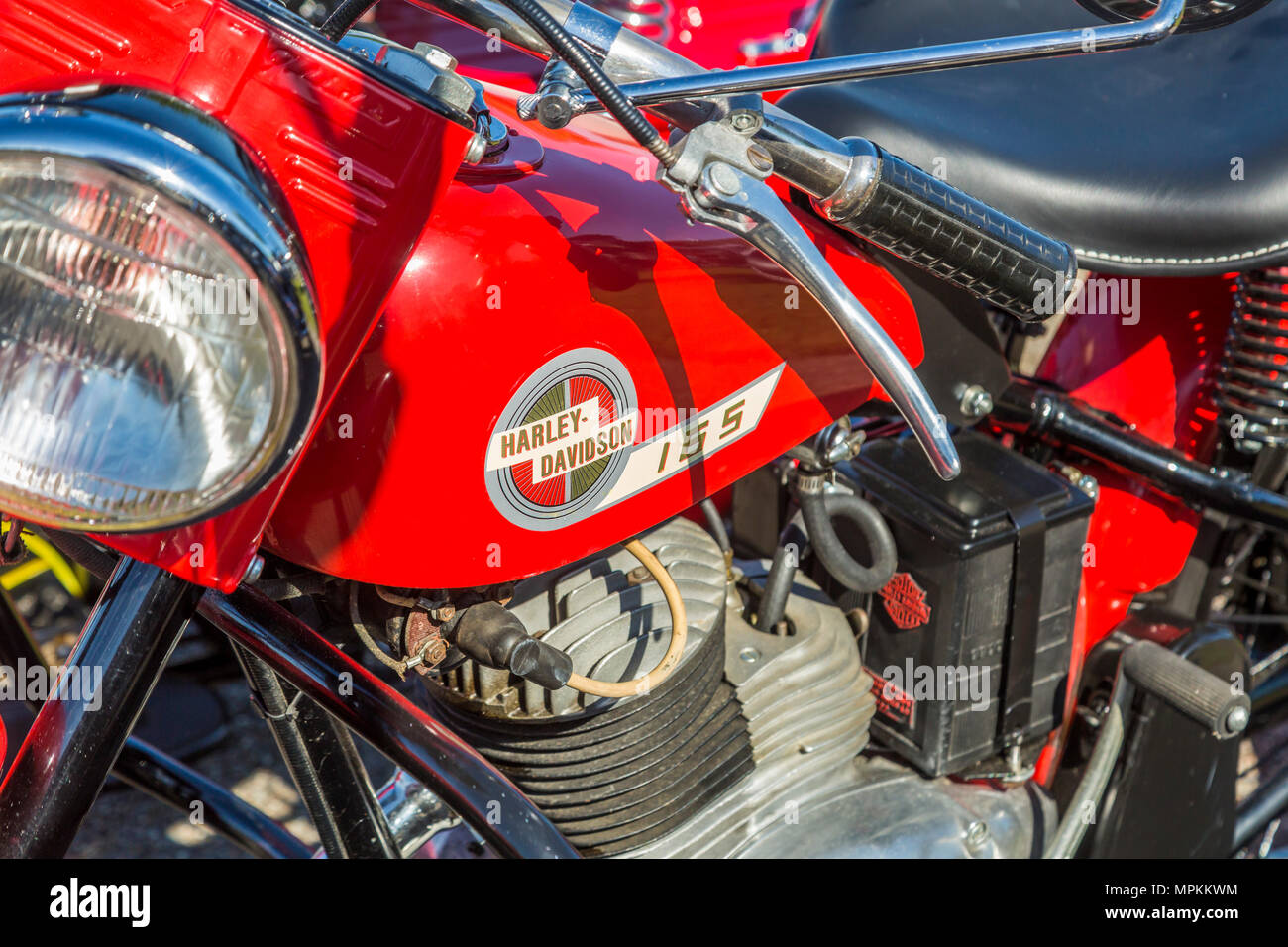 Classic motorcycles in car show to raise funds for mission trips at Crosspoint Church in Gulfport, Mississippi Stock Photo