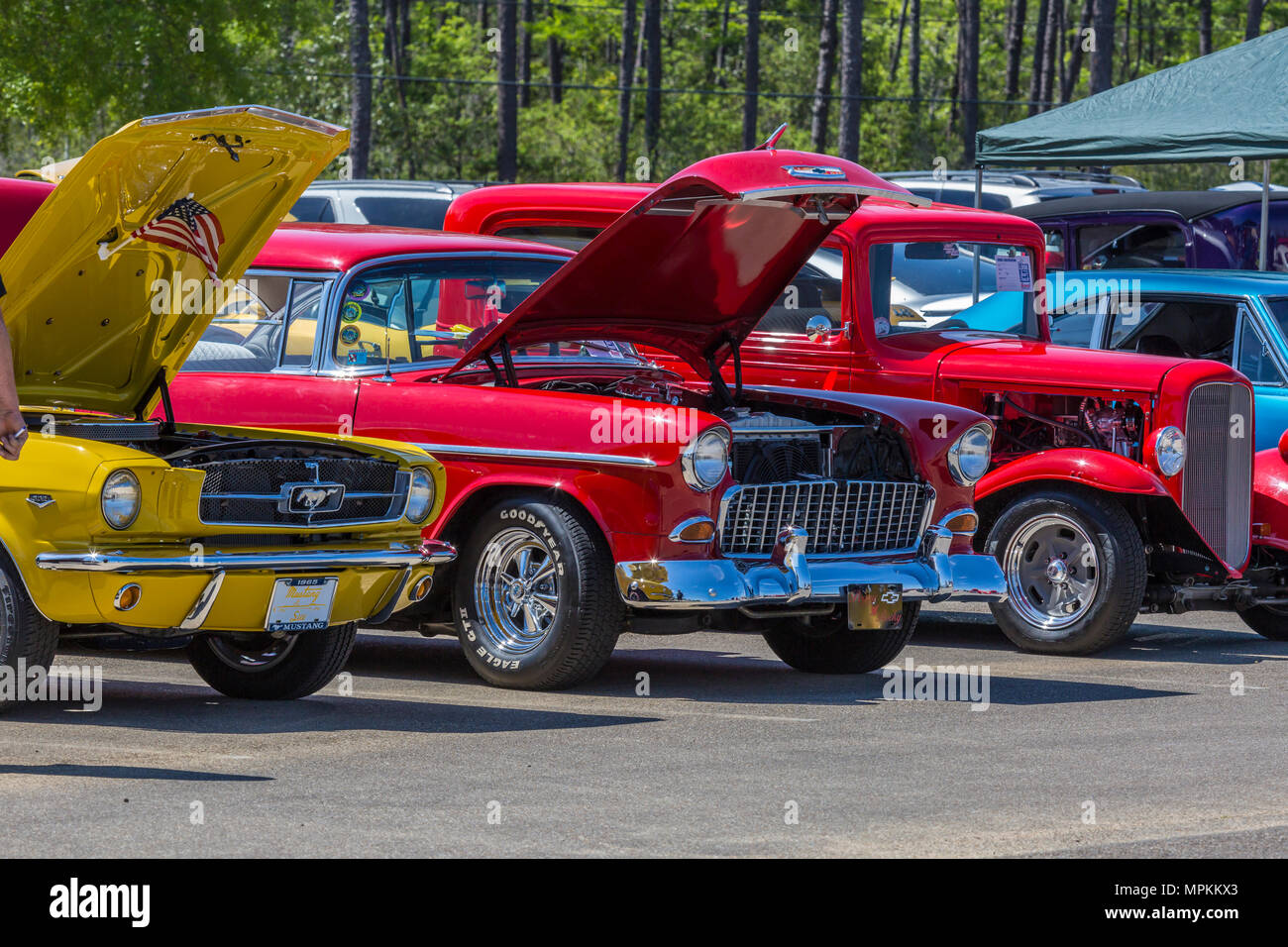 Classic car show helps raise money for missions at Crosspoint Church in Gulfport, Mississippi, USA Stock Photo