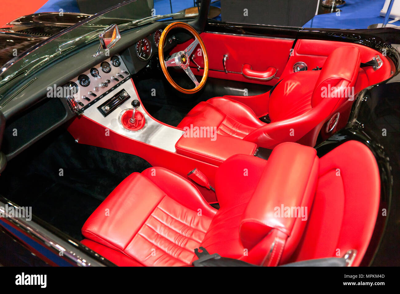 Close-up of the interior of an Eagle Speedster, at the 2018 London Motor Show Stock Photo