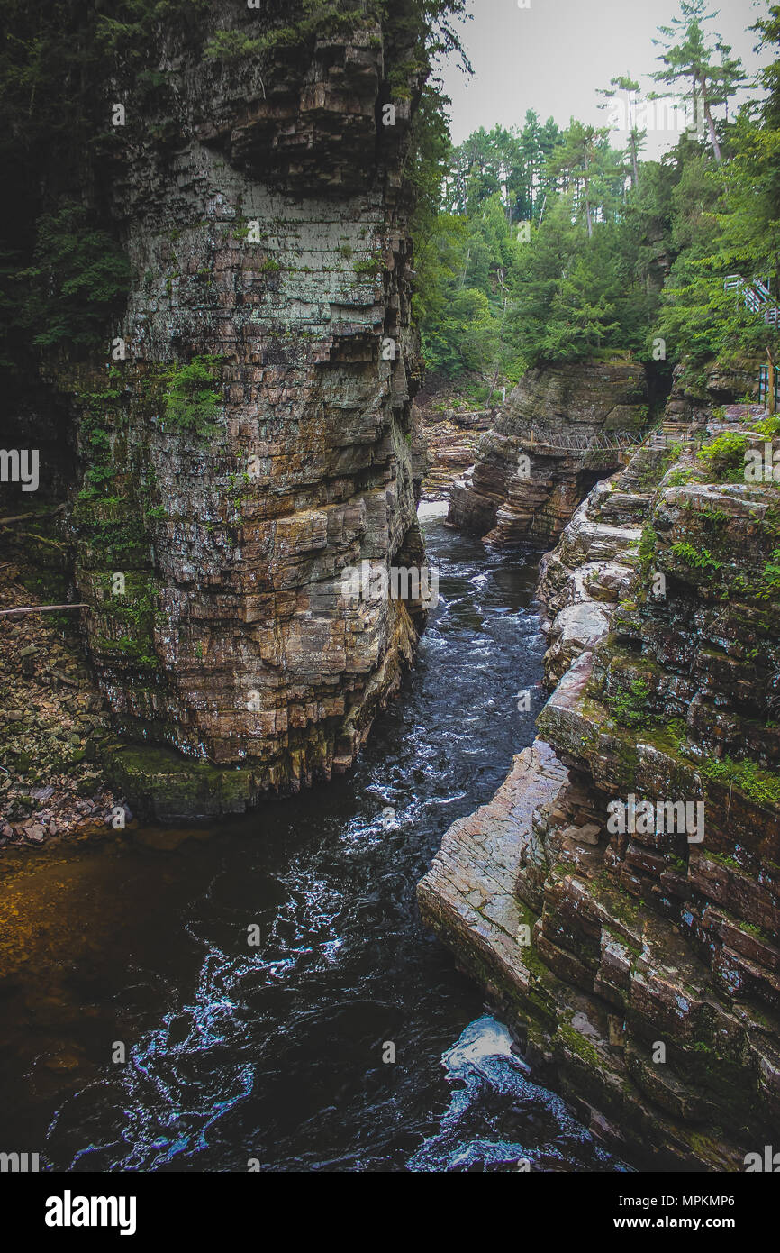 Beautiful, two-mile (3.2 km) sandstone gorge carved from the Ausable River which empties into Lake Champlain in the Adirondacks region of Upstate New  Stock Photo