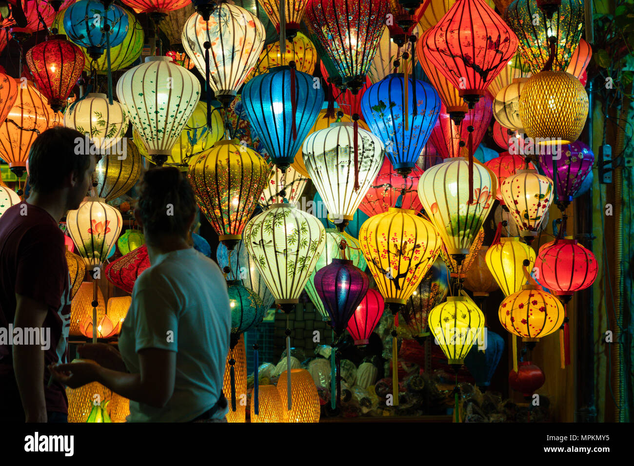 Beautiful lantern in Hoi An old town. Royalty high quality stock footage of very much lantern
