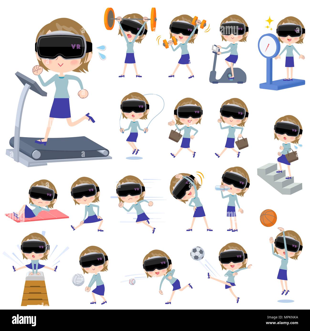 virtual reality goggle women Sports & exercise Stock Vector Image & Art