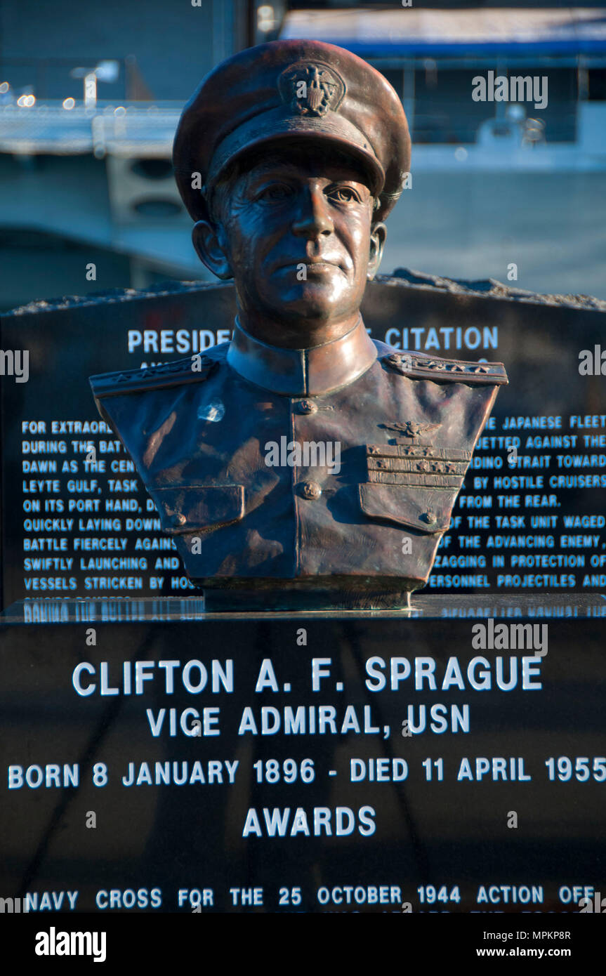 Battle of Leyte Gulf Memorial, Tuna Harbor Park, San Diego, California Stock Photo