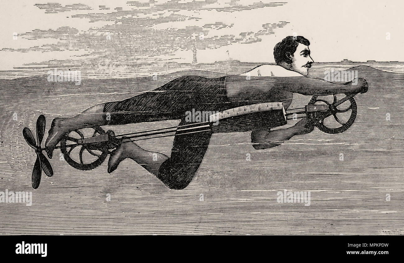Swimming apparatus from "Popular Scientific Recreations" by Gaston