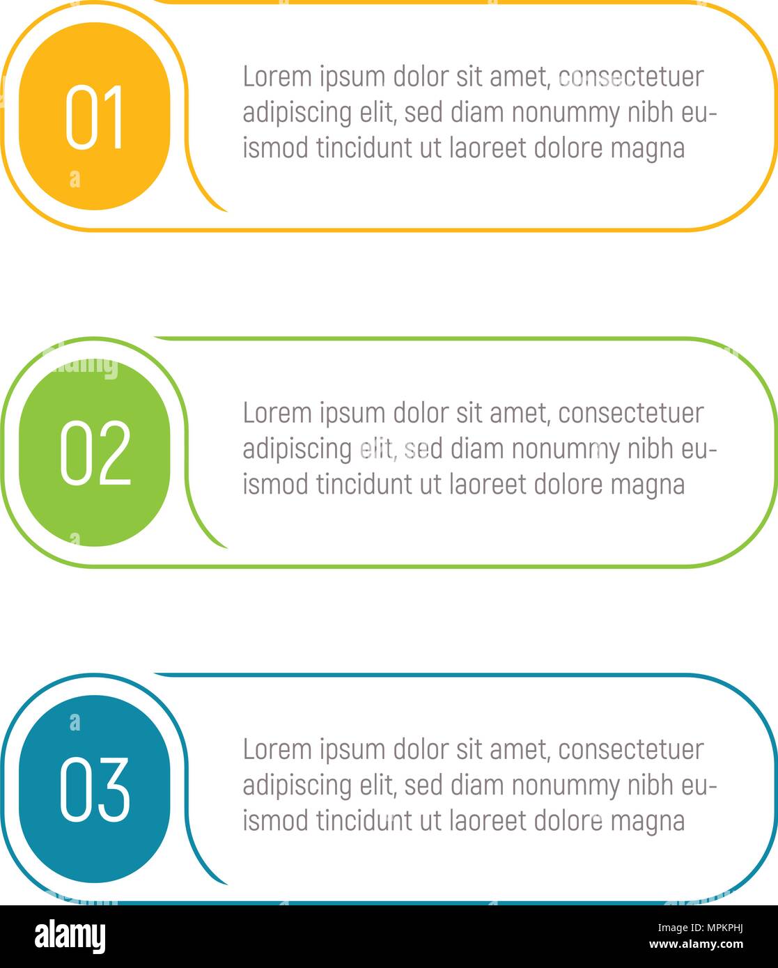 Three steps, infographic elements, step button, vector illustration, web template. App interface element. Stock Vector