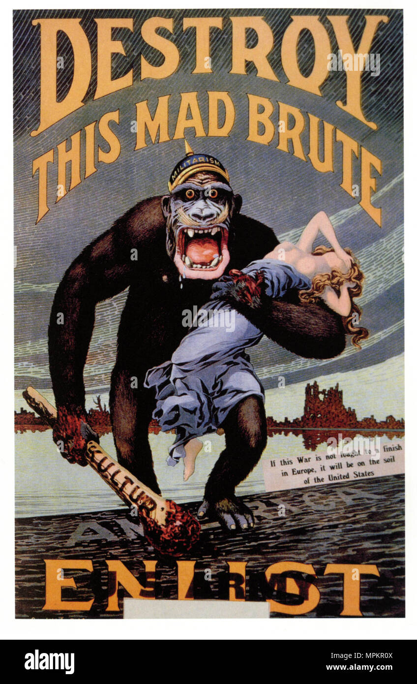 U.S WWI Vintage Propaganda Poster - Kultur and Militarism, 1917, H.R. Hopps, USA Stock Photo