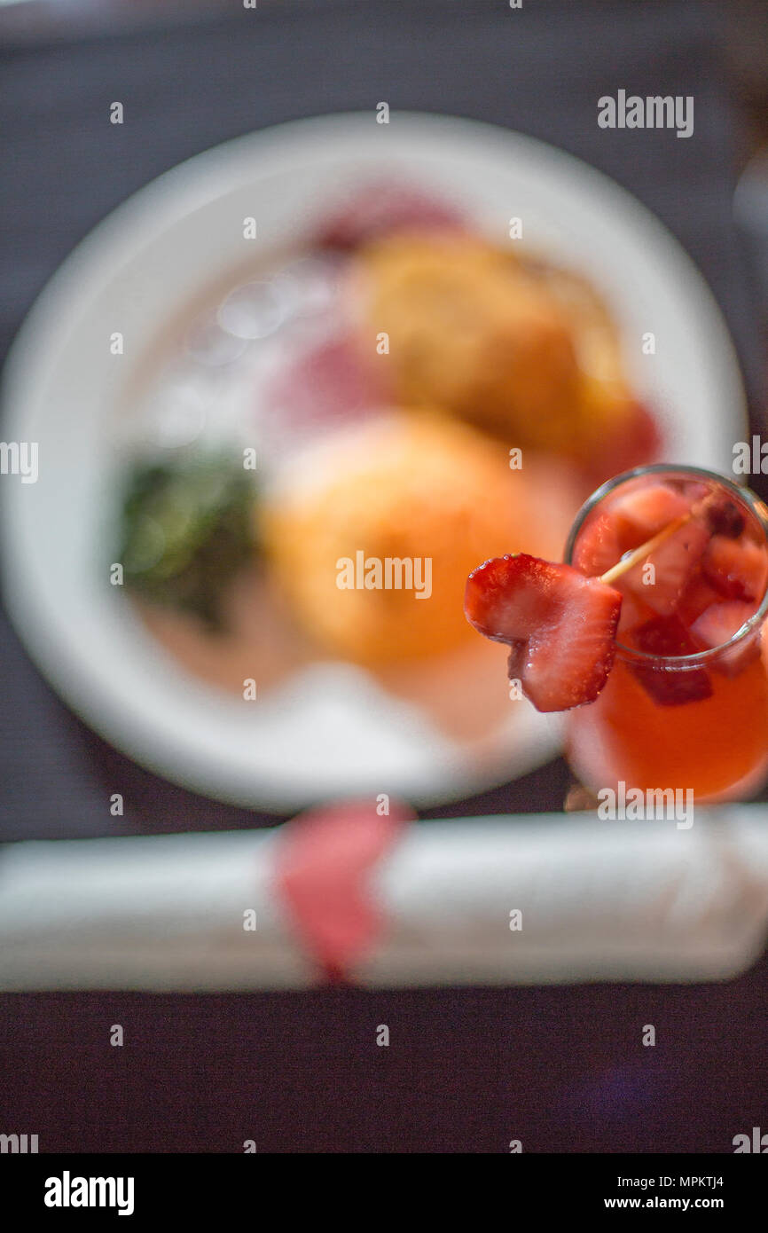 Valentine S Day Dinner Scene And Love Strawberry Alcoholic Drink