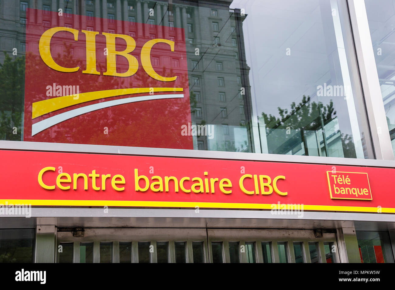 Montreal Canada,Quebec Province,Rue Peel,CIBC,bank entrance,sign,Canada070707018 Stock Photo