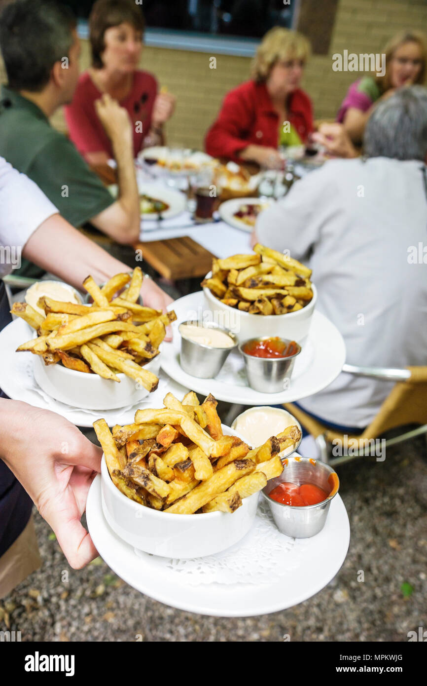 Montreal Canada,Quebec Province,Rue McGill,Vieux Montreal,Boris Bistro,restaurant restaurants food dining cafe cafes,French fries,dining,Canada0707070 Stock Photo