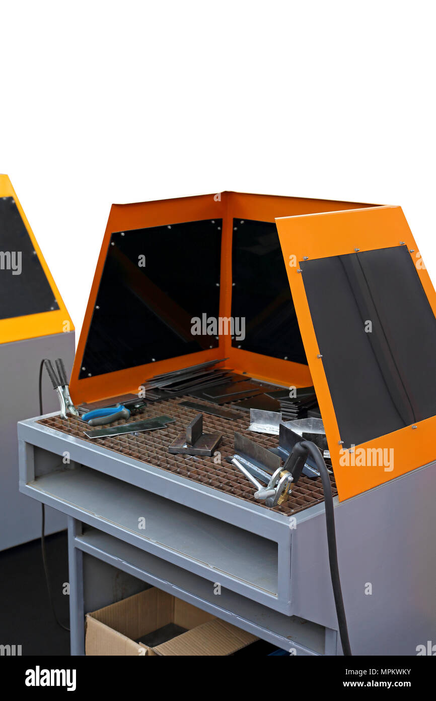 Welding Table Work Bench With Exhaust Ventilation Stock Photo Alamy