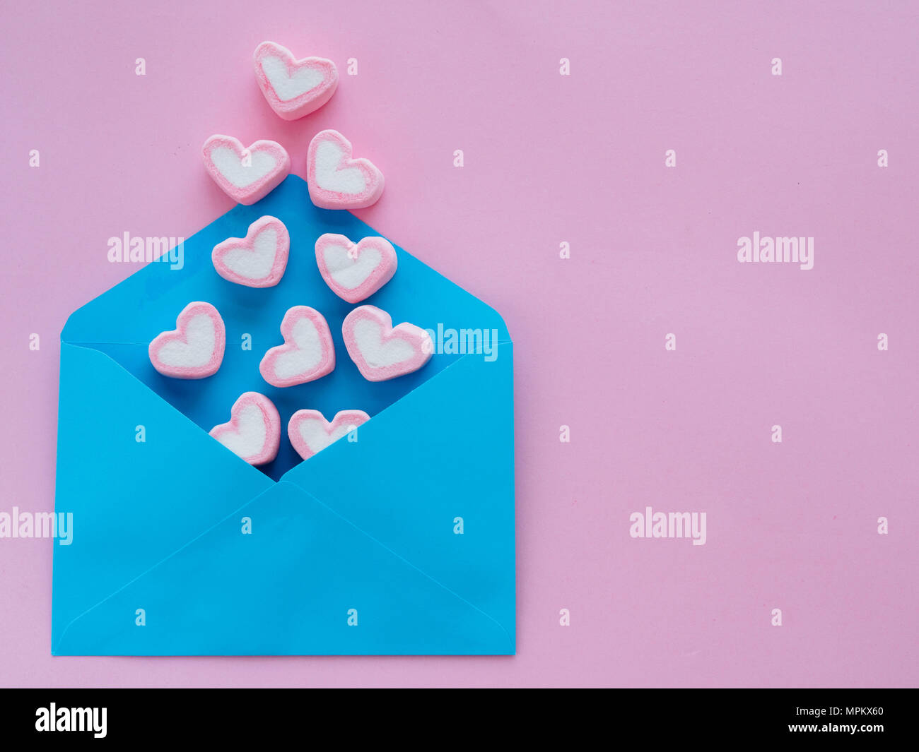 Love letter valentine's day concept. Closeup image of blue letter with ...